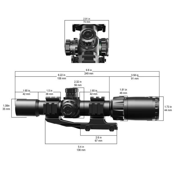 Vector Optics Mustang 1-4x30SFP Riflescope t With Turret Lock Red &Green &Blue Illumination For AR15 5.56