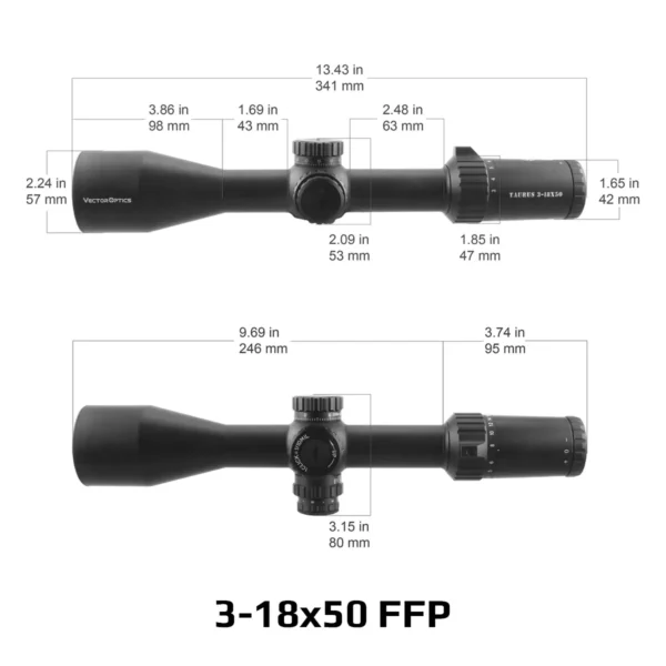 Vector Optics Taurus 3-18x50/4-24x50/5-30x56 FFP Tactical Riflescope With Illumination - Image 2