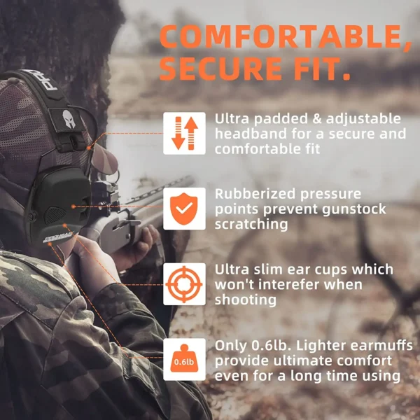 ZOHAN Ear Protection Electronic Sparta  for Shooting Earmuffs NRR 23dB Noise Reduction