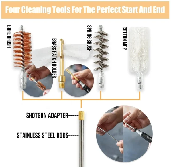 ZOHAN Gun Cleaning Kit for 12 Gauge Shotgun Cleaning Kit Universal Cleaner Supplies with Portable Hunting Gun Cleaning Brush