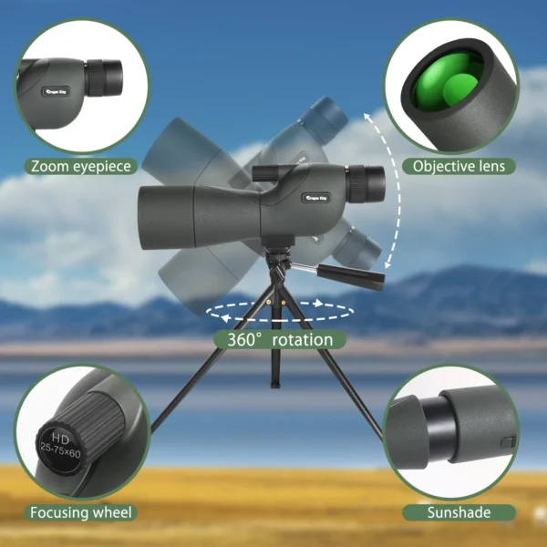 25-75x60 Spotting Scope With Tripod