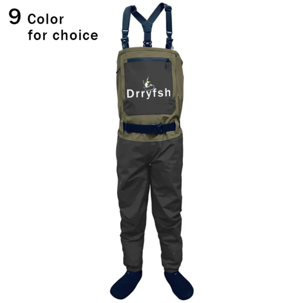 DRRYFSH Men Breathable Stocking foot Chest Waist Convertible Wader