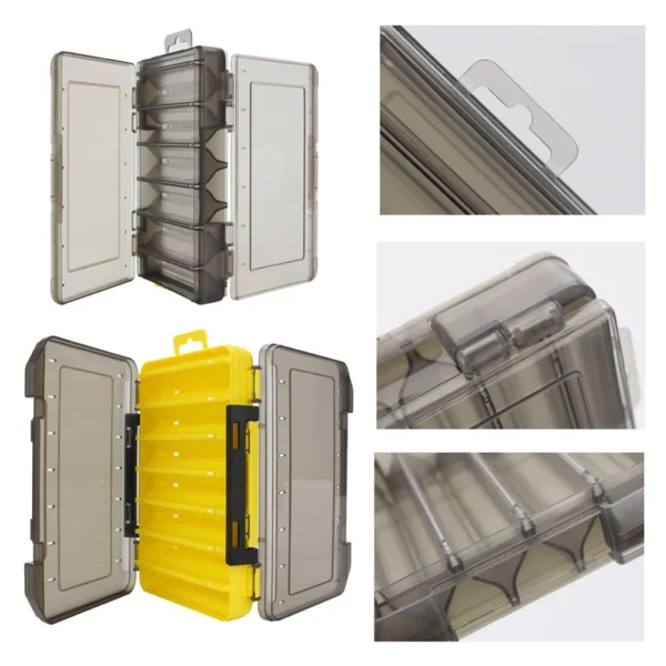 Fishing Tackle Box Lure Storage 12/14 Compartments Double Sided