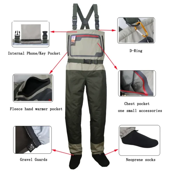 Kylebooker Men Fishing Chest Waders Breathable - Image 2
