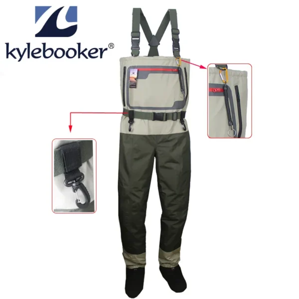 Kylebooker Men Fishing Chest Waders Breathable