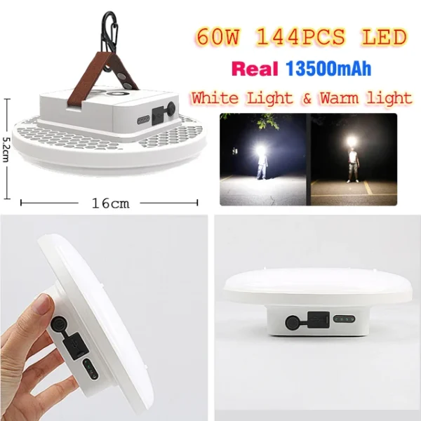 13500maH 60W Rechargeable LED Camping Lantern with Magnet Strong Light Portable Flashlights Tent Lights Work Repair Lighting