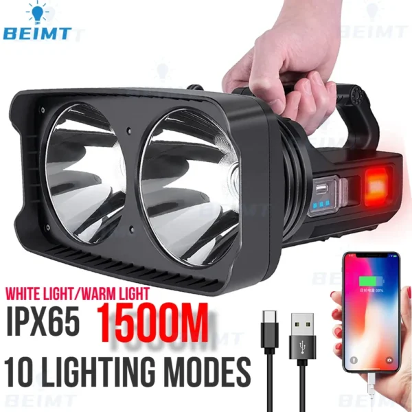 2*XHP50 Super Bright LED Camping Spotlight