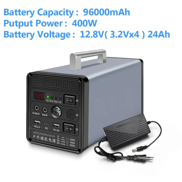 400W 96000mAh  Solar 200W 48000mAh Sine Wave Inverter LED Power Station