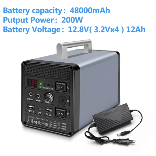 400W 96000mAh  Solar 200W 48000mAh Sine Wave Inverter LED Power Station