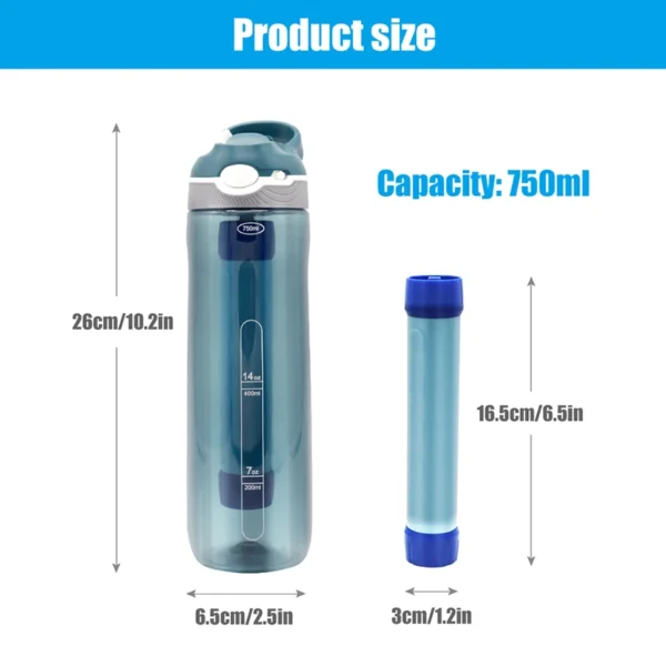 750ML Outdoor Water Filter Straw Bottle