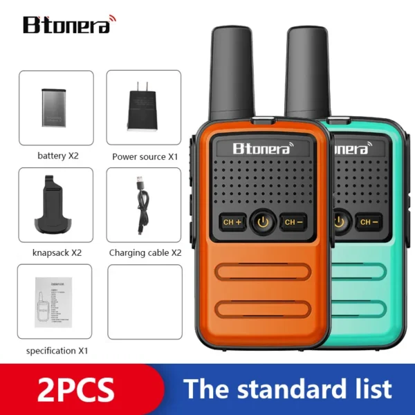 BTOERA's 2 Pcs Mini Walkie Talkie 5W 16CH UHF 400-470MHz - Image 16
