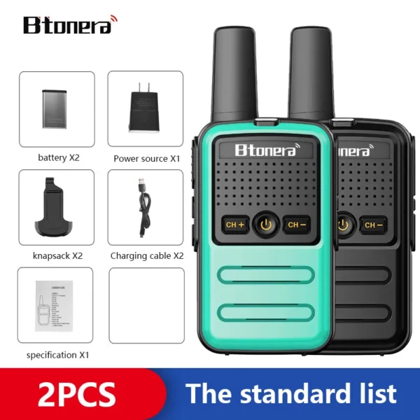 BTOERA's 2 Pcs Mini Walkie Talkie 5W 16CH UHF 400-470MHz - Image 8