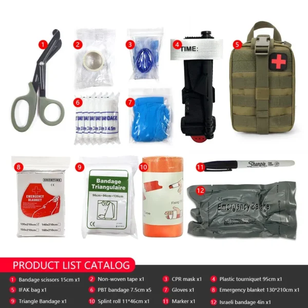 IFAK Molle's Tactical Military First Aid Kit With Equipment and Medical Supplies