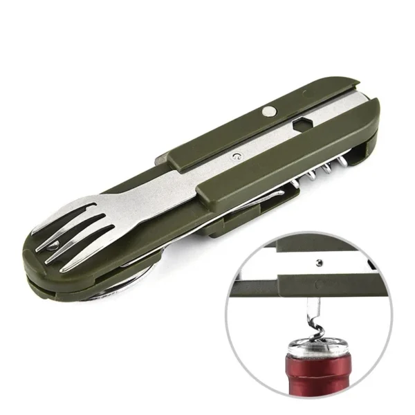 Army Green Folding Tableware Travel Kit - Image 4