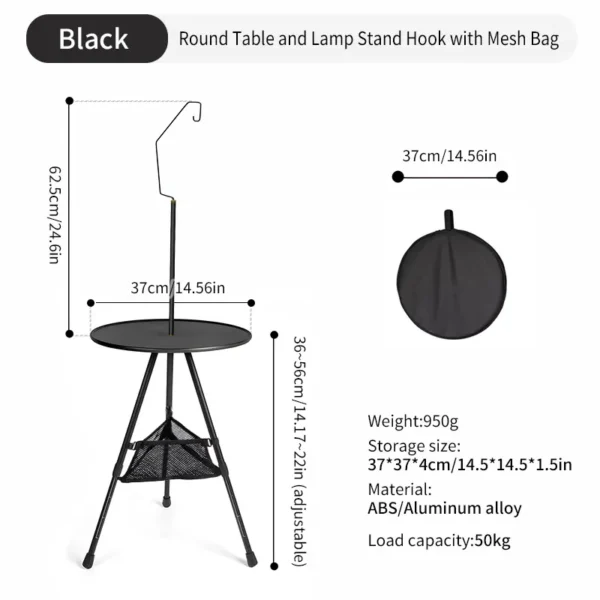 WESTTUNE's Camping Round Table with Light Stand