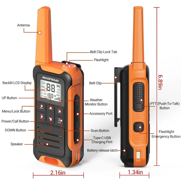 BAOFENG's  2pcs F22 Mini Walkie Talkie PMR FRS Long Range