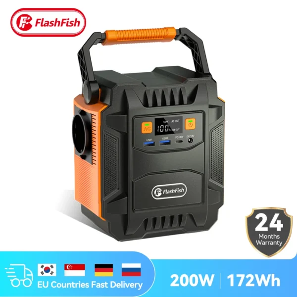 Flashfish's 200W Power Station 172Wh 230V Solar 110V 48000mAh
