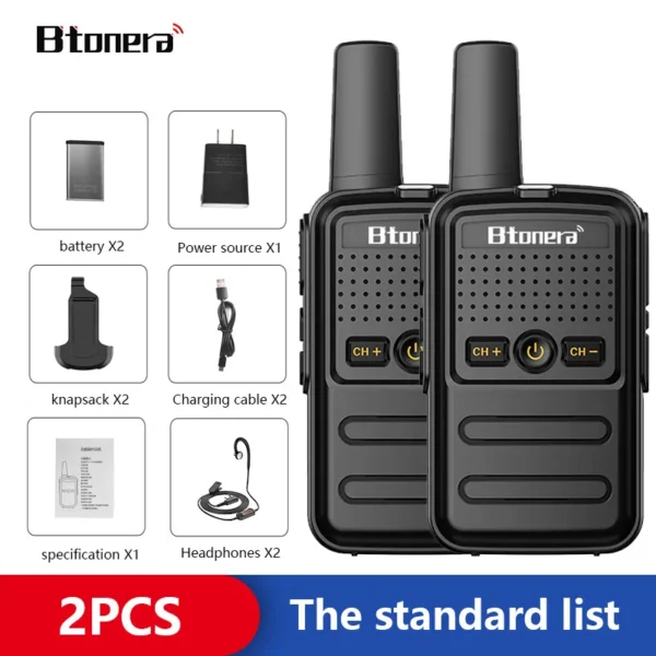 BTOERA's 2 Pcs Mini Walkie Talkie 5W 16CH UHF 400-470MHz - Image 13