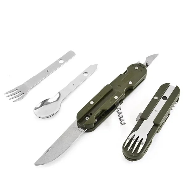 Army Green Folding Tableware Travel Kit