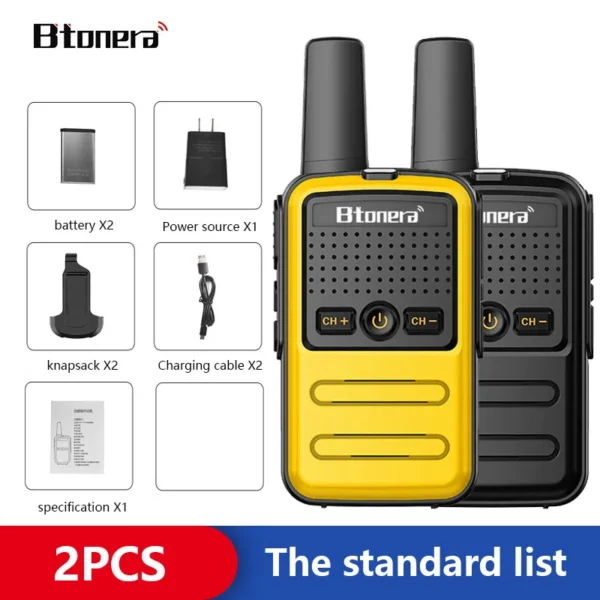 BTOERA's 2 Pcs Mini Walkie Talkie 5W 16CH UHF 400-470MHz