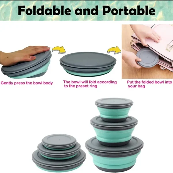3Pcs Silicone Folding Bowl Set - Image 4