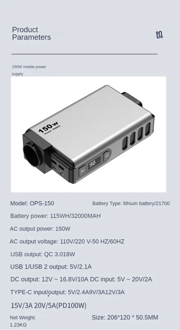 Erilles's 150W Portable Outdoor Power Bank 32000mAh battery AC DC