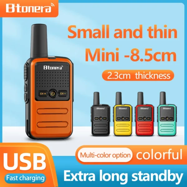 BTOERA's 2 Pcs Mini Walkie Talkie 5W 16CH UHF 400-470MHz - Image 3