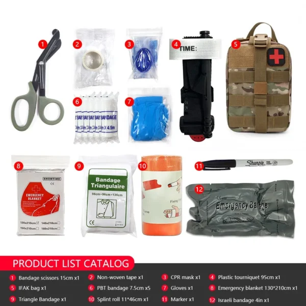 IFAK Molle's Tactical Military First Aid Kit With Equipment and Medical Supplies - Image 10