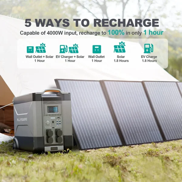 ALLPOWERS Power Station 110V / 230V Solar panel (SP033), 3600Wh 4000W Expandable Battery with 2000W Solar input