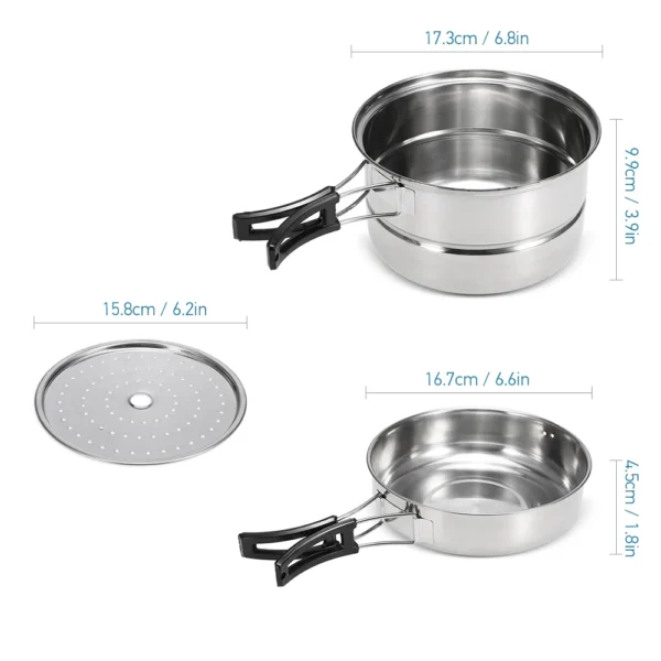 3Pcs Cookware Set Stainless Steel