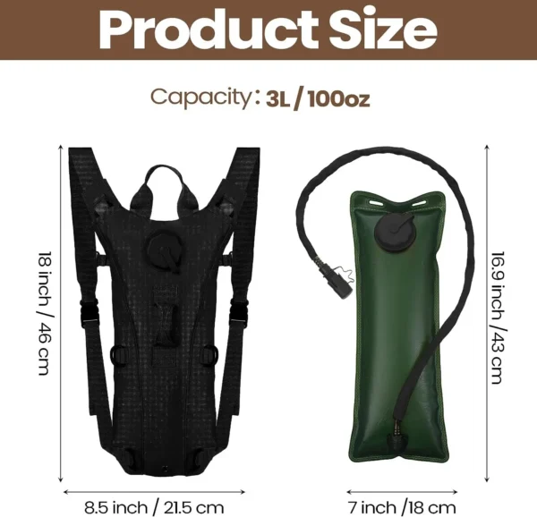 Tactical Hydration Backpack with 3 Liter Bladder