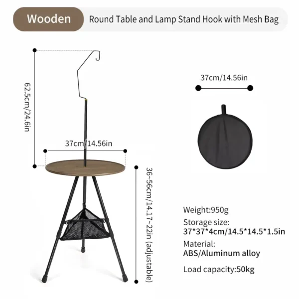 WESTTUNE's Camping Round Table with Light Stand