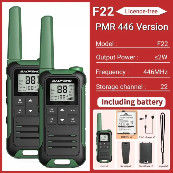 BAOFENG's  2pcs F22 Mini Walkie Talkie PMR FRS Long Range - Image 10