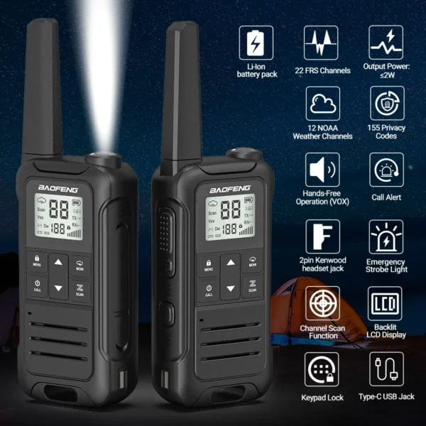 BAOFENG's  2pcs F22 Mini Walkie Talkie PMR FRS Long Range - Image 6