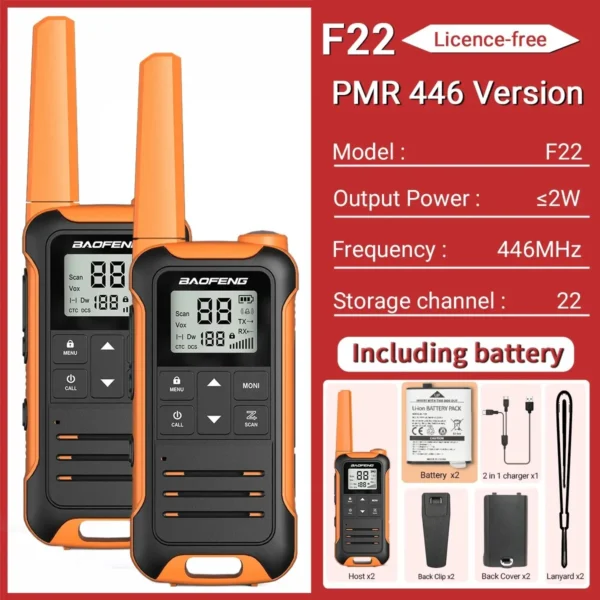 BAOFENG's  2pcs F22 Mini Walkie Talkie PMR FRS Long Range - Image 7