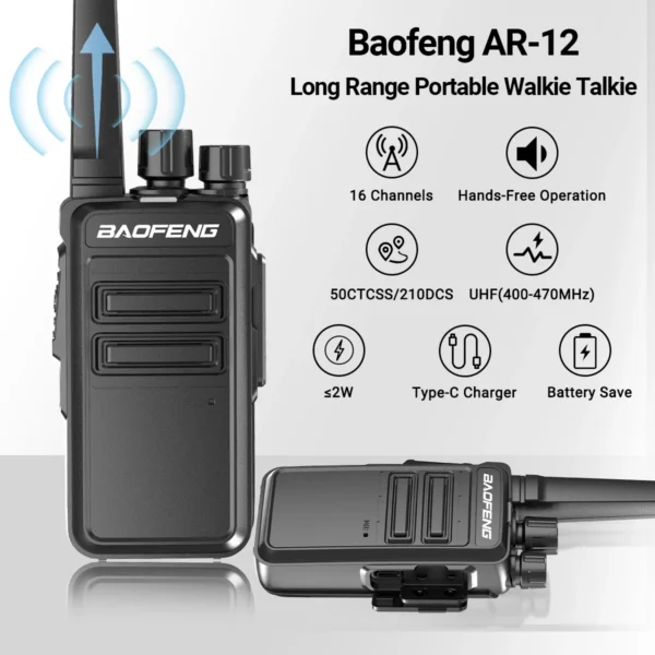 BAOFENG's 2/4 PCS AR-12 Mini UHF Two Way Radio