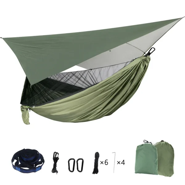 LEAFTOUR's Mosquito Net Nylon Hammock with Rain Fly Canopy Tarp