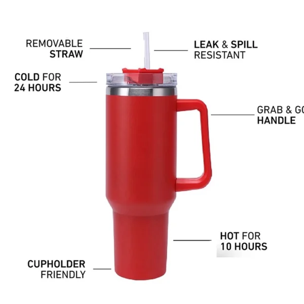 40 Oz Tumbler With Handle And Straw - Image 5