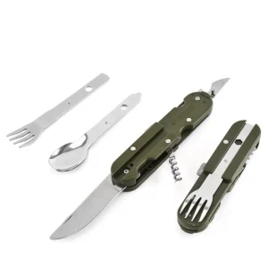Army Green Folding Tableware Travel Kit