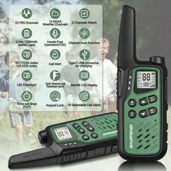 BAOFENG's 2 Pack MP25 PMR446/FRS Long Range Two-way Radio With LCD Display