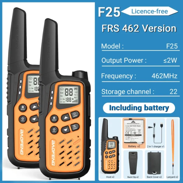 BAOFENG's 2 Pack MP25 PMR446/FRS Long Range Two-way Radio With LCD Display