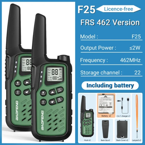 BAOFENG's 2 Pack MP25 PMR446/FRS Long Range Two-way Radio With LCD Display