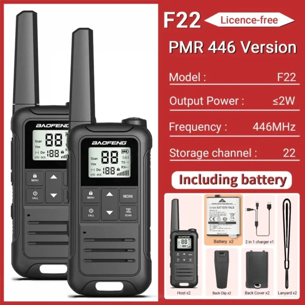 BAOFENG's  2pcs F22 Mini Walkie Talkie PMR FRS Long Range