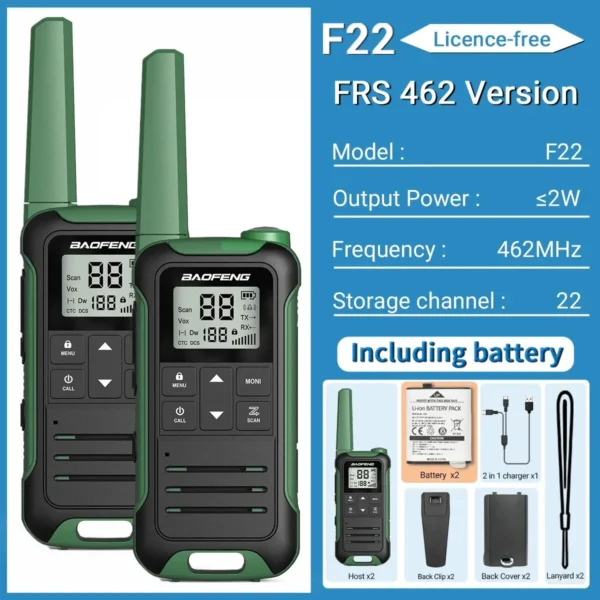 BAOFENG's  2pcs F22 Mini Walkie Talkie PMR FRS Long Range