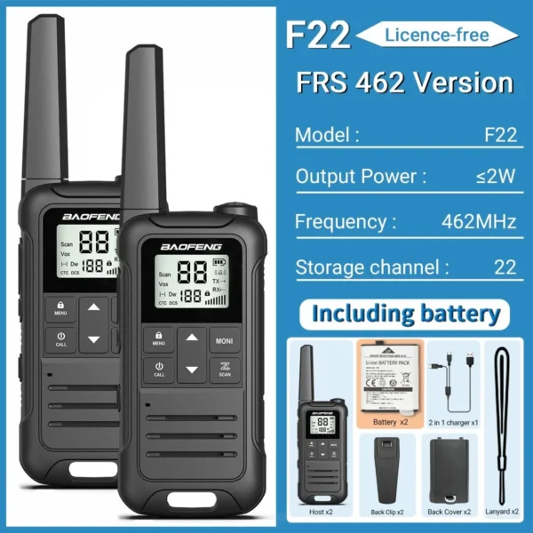 BAOFENG's  2pcs F22 Mini Walkie Talkie PMR FRS Long Range