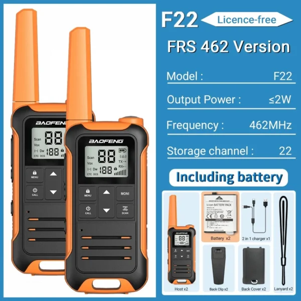 BAOFENG's  2pcs F22 Mini Walkie Talkie PMR FRS Long Range
