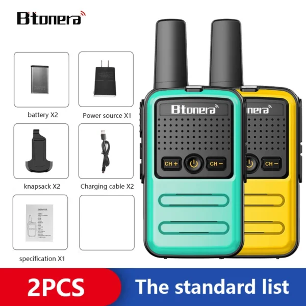 BTOERA's 2 Pcs Mini Walkie Talkie 5W 16CH UHF 400-470MHz