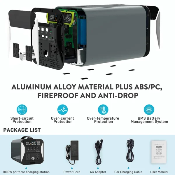 CTOLITY's 1000W Portable Power Station, 1024Wh Backup Lifepo4 Battery,320000mAh Solar