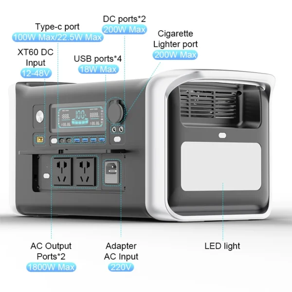CTOLITY's 1000W Portable Power Station, 1024Wh Backup Lifepo4 Battery,320000mAh Solar