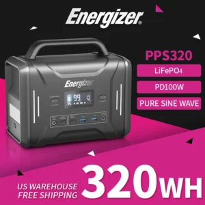 ENERGIZER's PPS320 Solar Power Station PD100W Fast Charge LiFePO4 Battery
